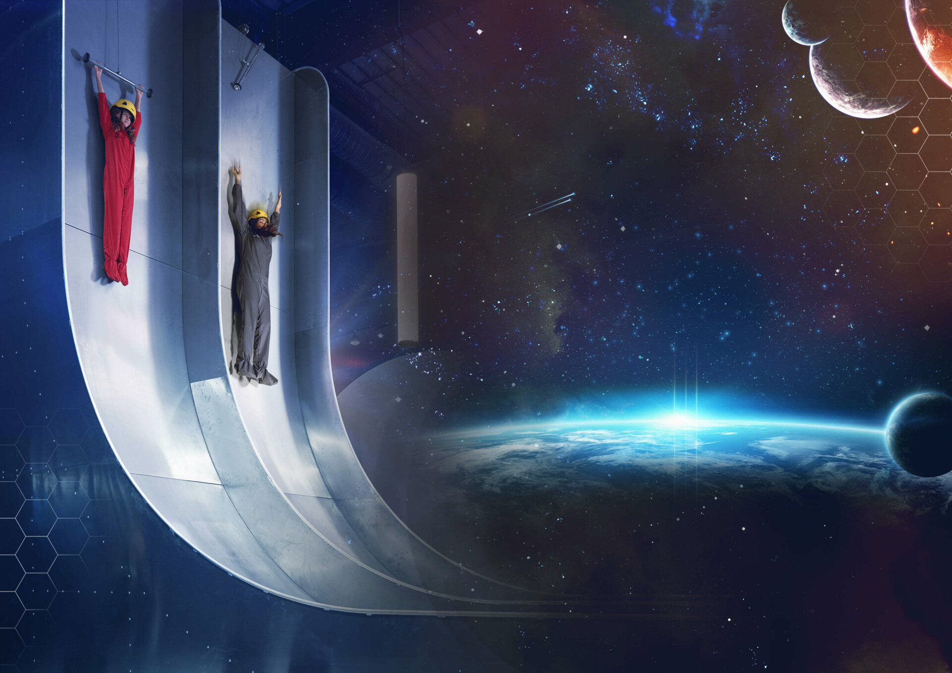 2 visiteurs testent la Chute Libre